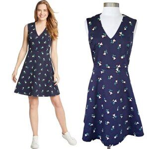 DRAPER JAMES Love Circle Sleeveless Fit & Flare Dress Size 10 Nassau Navy Floral